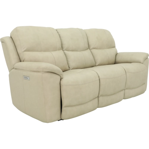 Kaden Power Reclining Sofa with Power Headrests & Lumbar in Stone Off-White Top-Grain Leather